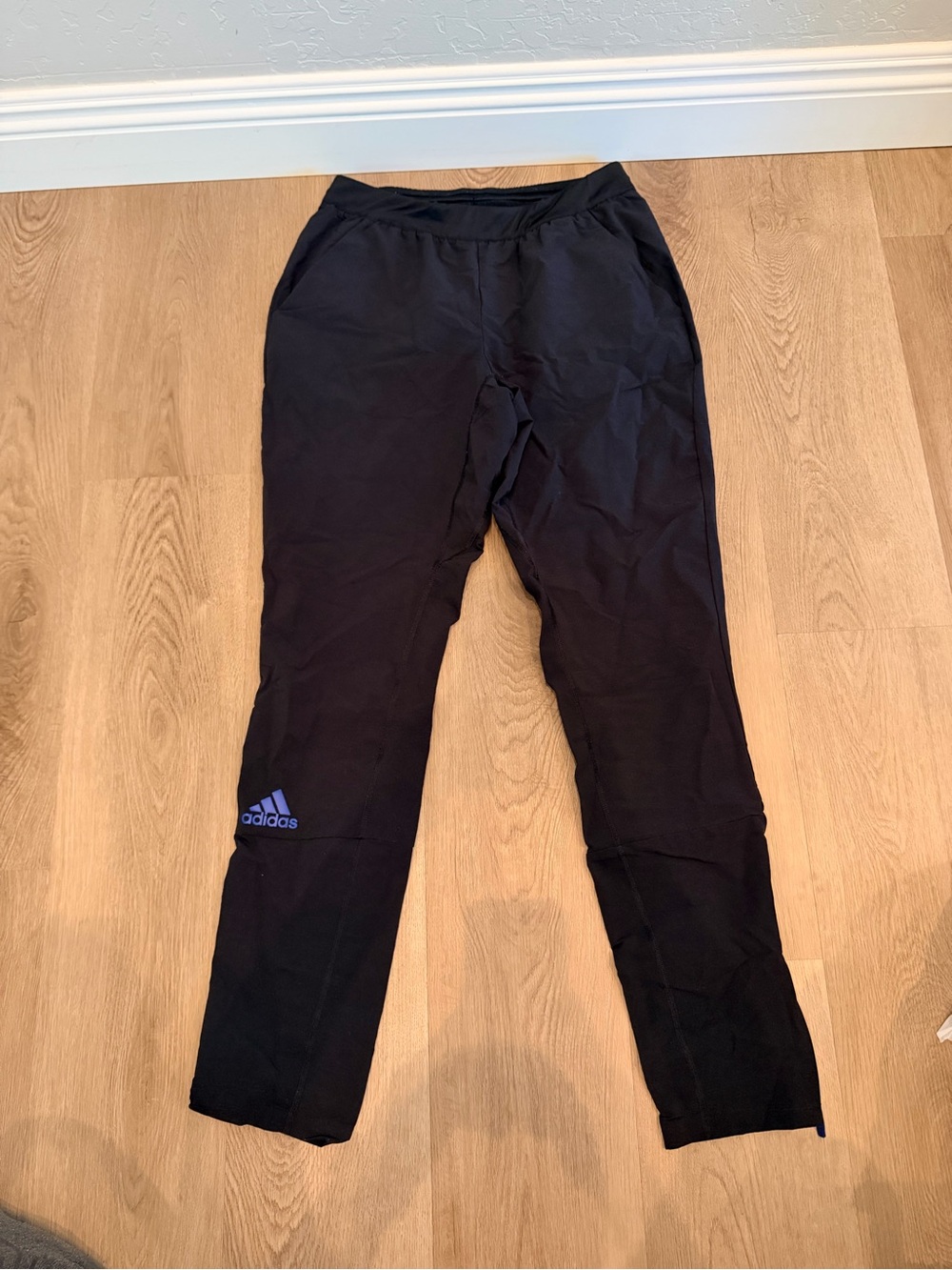 adidas Black Jogger Pants with Blue Logo